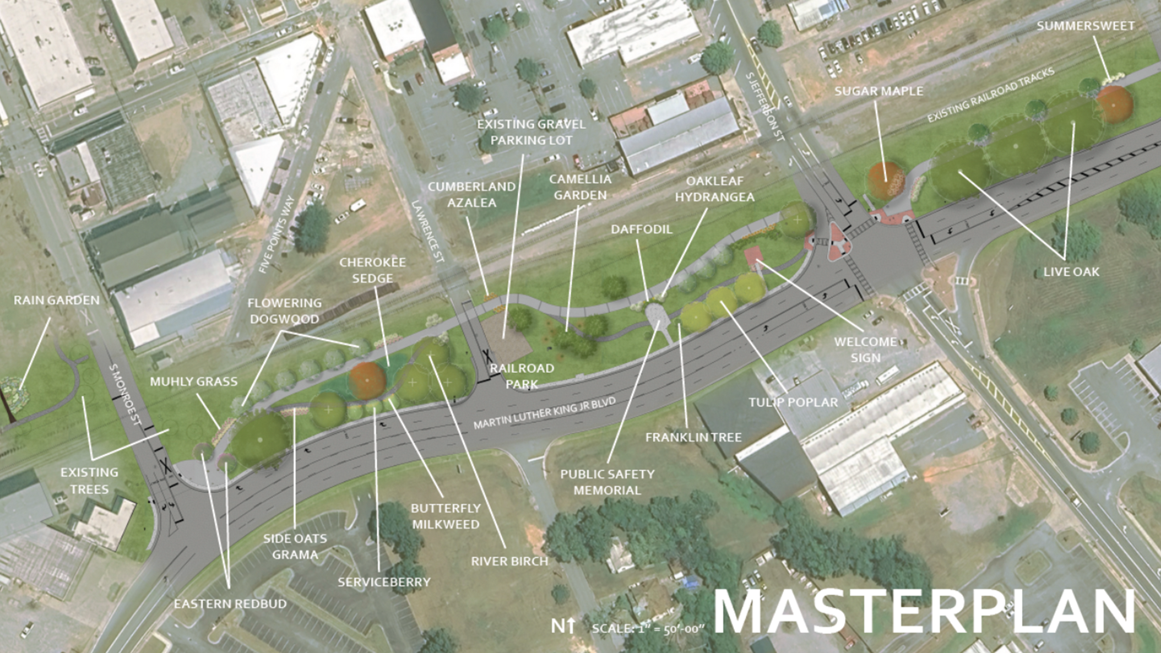A rendering of the design of a section in downtown Dublin, Georgia